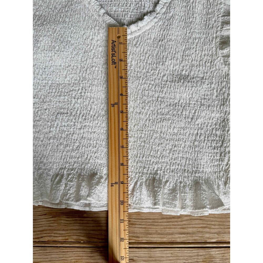 She + Sky White Smocked Ruffle Top Small Boho Cottagecore Festival Coquette - Picture 6 of 7